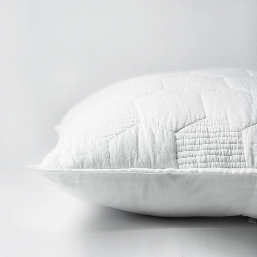 SHWET - WHITE quilted pillow covers, hexagon quilting pattern, 100% cotton, Sizes available