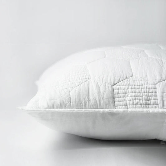 SHWET - WHITE quilted pillow covers, hexagon quilting pattern, 100% cotton, Sizes available