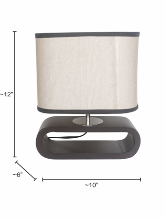 Asian Style Capsule Shaped Dark Brown Table Lamp