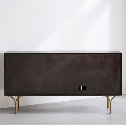 walnut finish sideboard back view