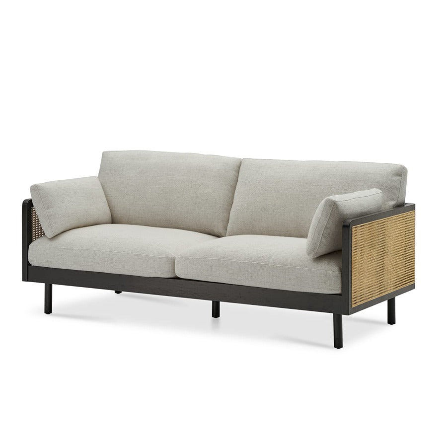 Black Sheehsham Wood Cane Sofa