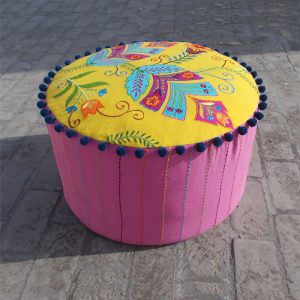 made in India hand embroidered pouf