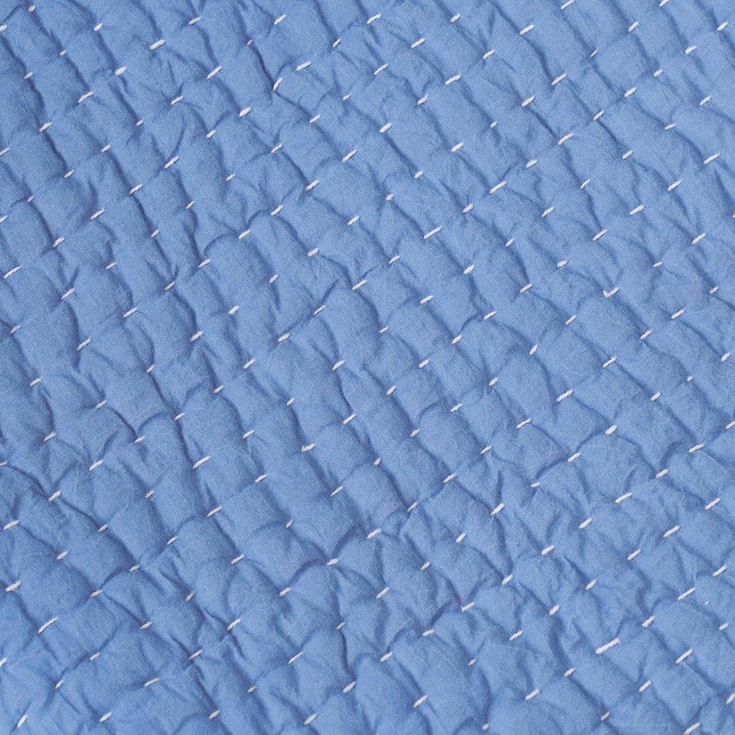 Stonewashed Denim blue colour quilted Throw blanket, simple stripe hand quilting, 100% cotton, 50X60 inches