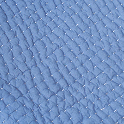 Stonewashed Denim blue colour quilted Throw blanket, simple stripe hand quilting, 100% cotton, 50X60 inches