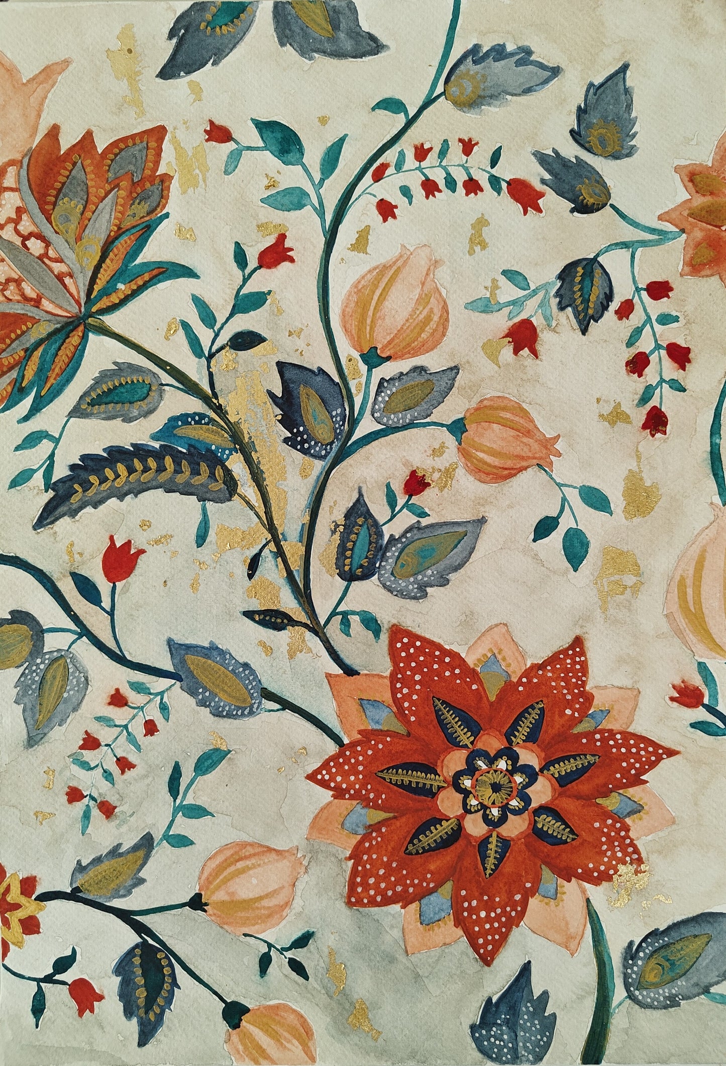 Handmade Set of 2 Kalamkari Inspired wall painting