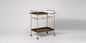 Hailey Industrial-Style Marble & Wood Gold Finish Bar Trolley
