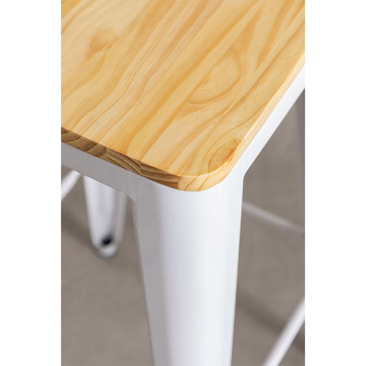 Industrial Wooden Bar Stool