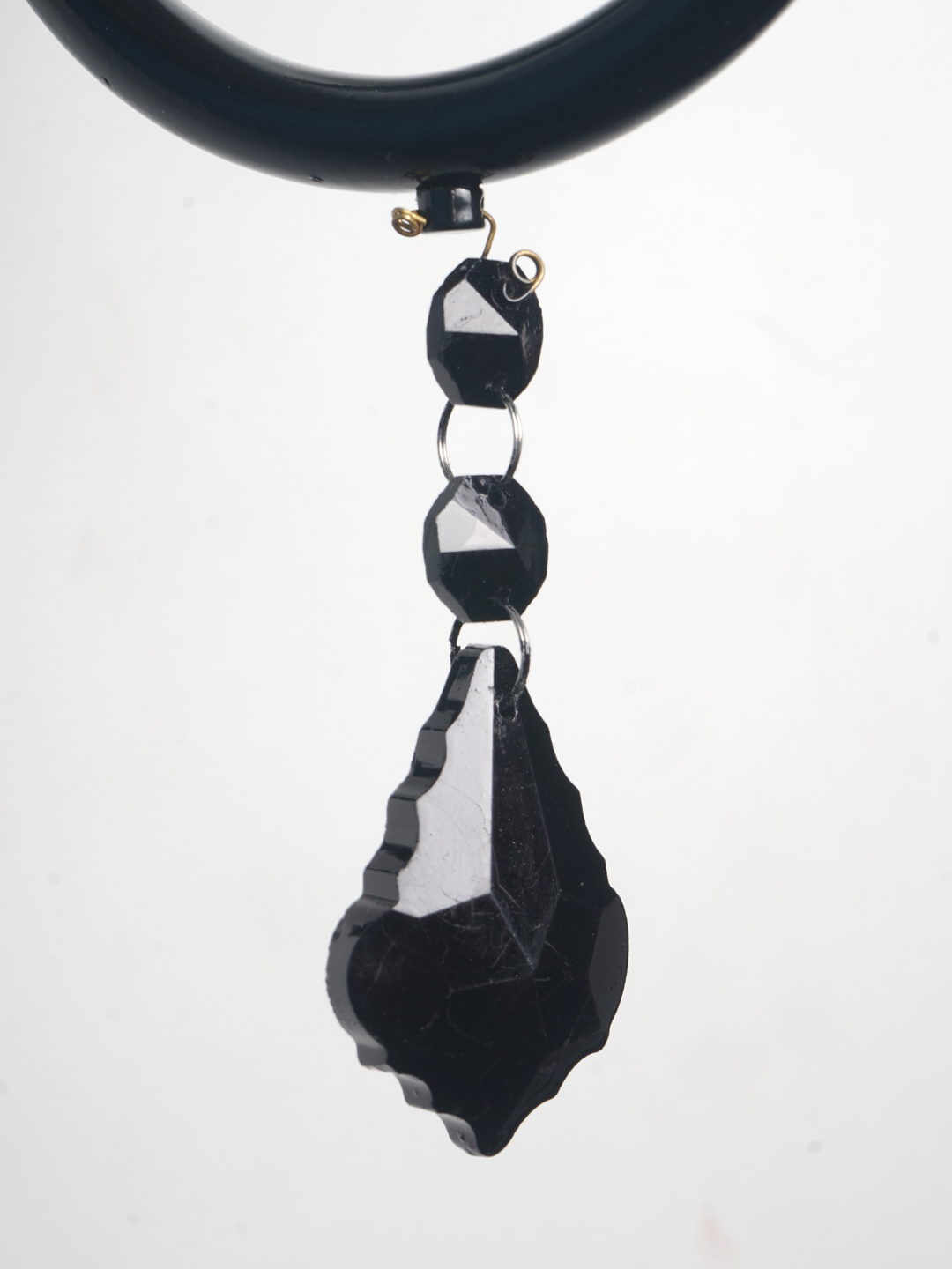 Absolute Black 2 Tier 12 Light Chandelier with Black Crystals and Shades close up