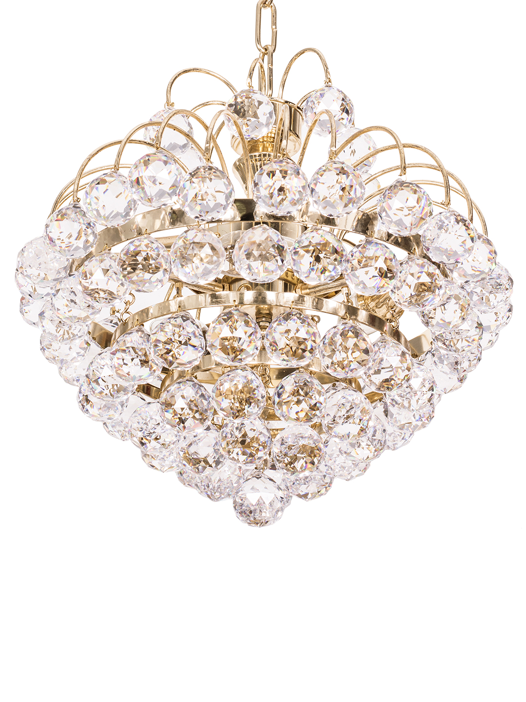 Golden Fountain Crysal Ball 3 Light Chandelier close up