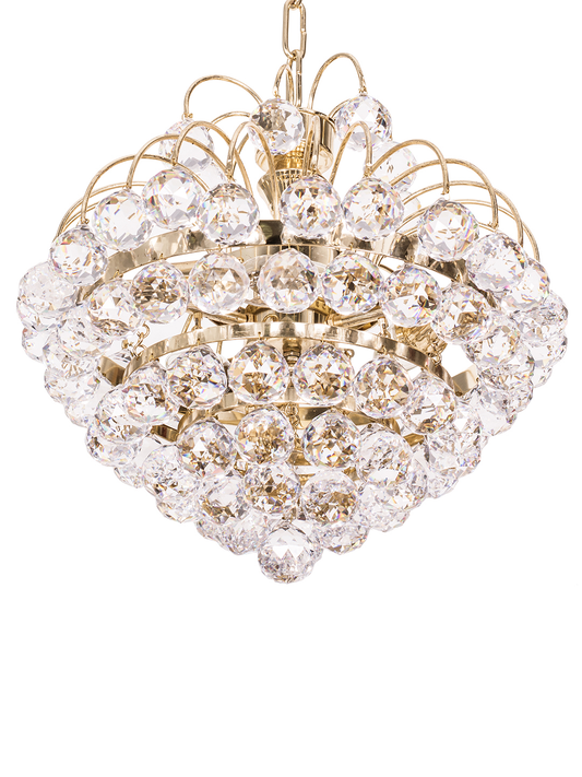 Golden Fountain Crysal Ball 3 Light Chandelier close up