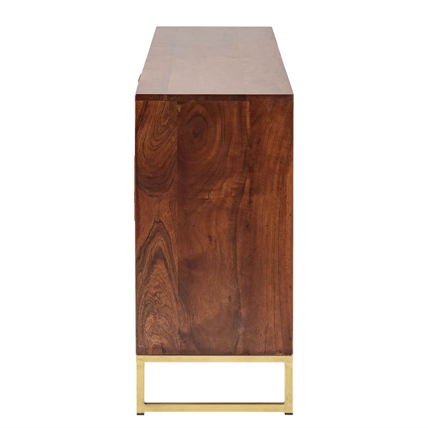 Premium solid acacia wood handcrafted Honey Finish Sideboard side and top view