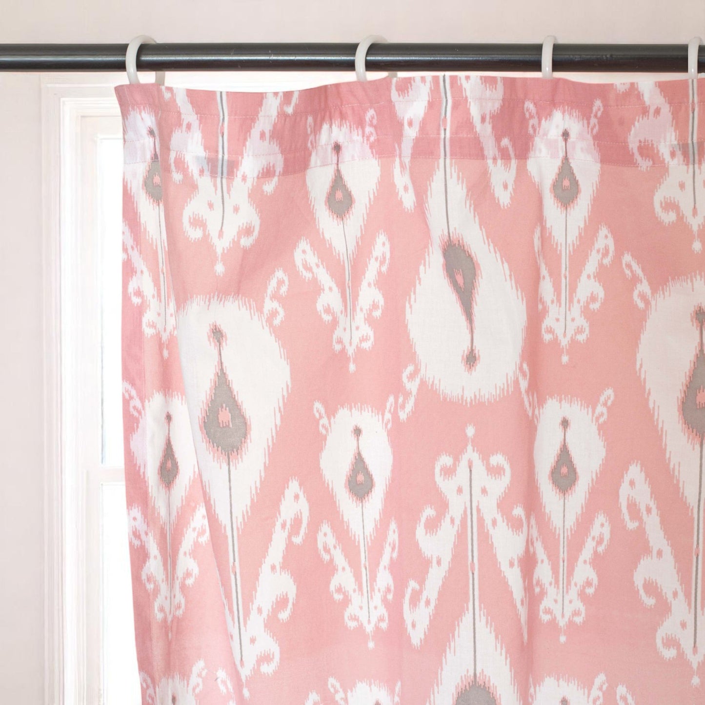 Coral Ikat Sheer Cotton Curtain Panel – Multiple Hanging Styles