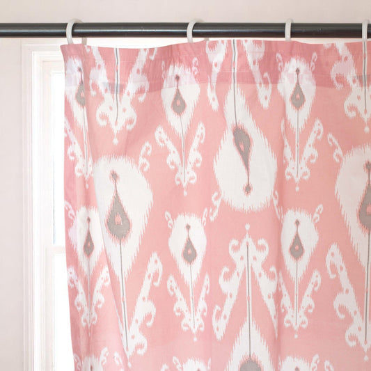 Coral Ikat Sheer Cotton Curtain Panel – Multiple Hanging Styles