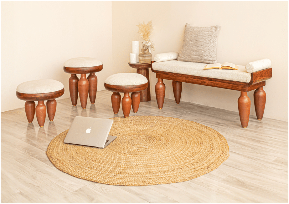 Handcrafted Luxury Terracotta & Brass Mushroom‑Style Bench – KLEI Collection