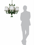 Elegant Green Grapevine Chandelier with Pleated Fabric Shades