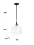 Auspicious Ivory Lotus Pendant Light with Elegant Fabric Shade