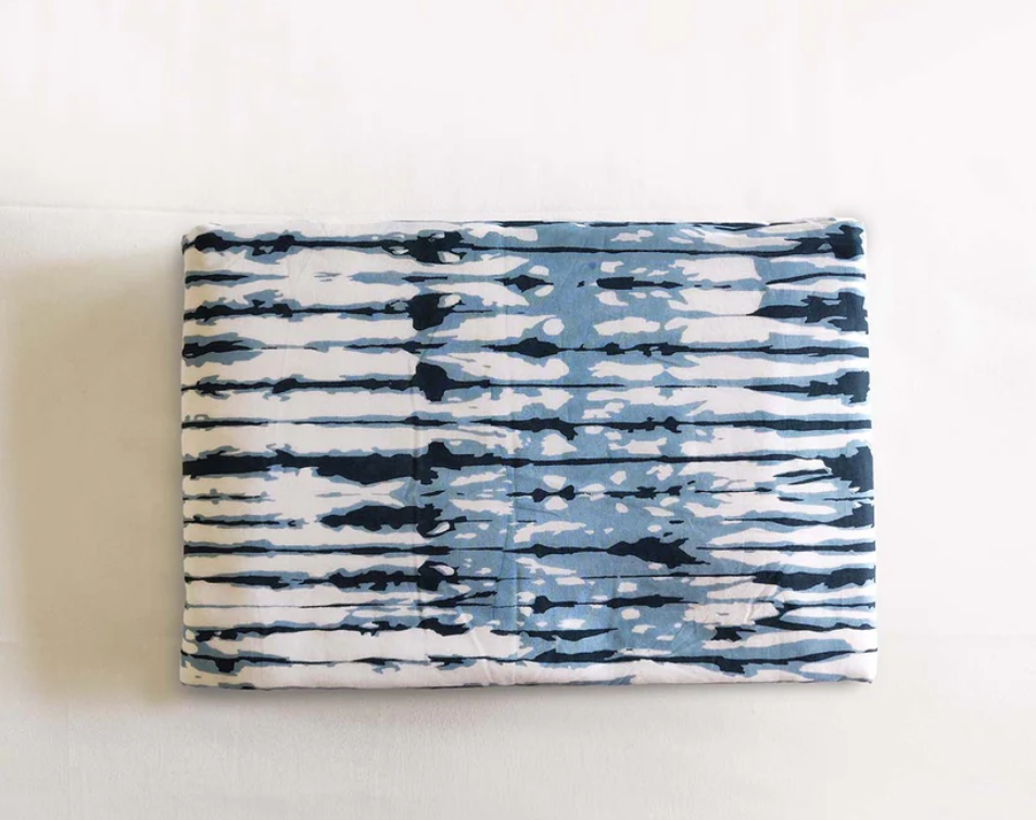 SHIBORI - Indigo stripe print soft Cotton blanket, three layer dohar, sizes available