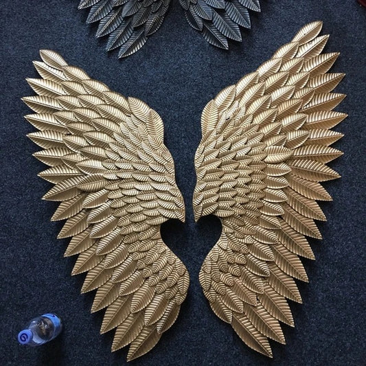 Metal Golden Divine Angel Wings Wall Art Mural Wall Hanging