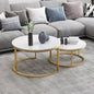 Stylish Nordic Marble Top Nesting Tables Set, Gold Metal Base