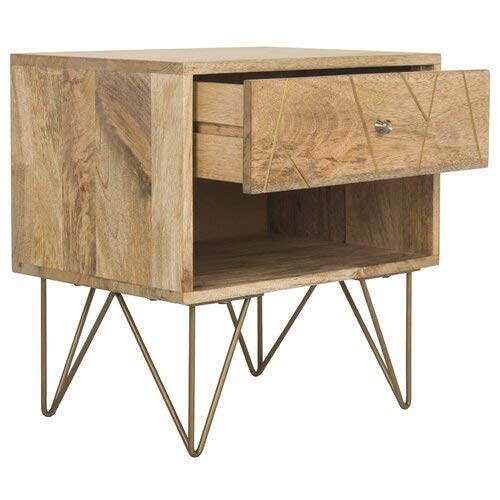 1 Drawer Nightstand Solid Wood Bedside Table for Bedroom | Bed Side Drawers Cabinet | Sheesham, Natural Honey Finish  In Stock