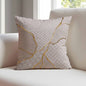 Gold & White Kintsugi Embroidered Linen Pillow Cover 18x18 Inch