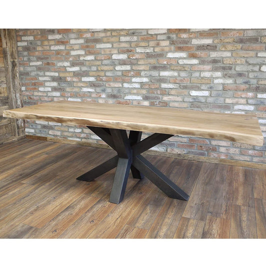 Acacia Top Living Edge Dining Table with Iron Legs | Dinning Room Furniture | Custom Available