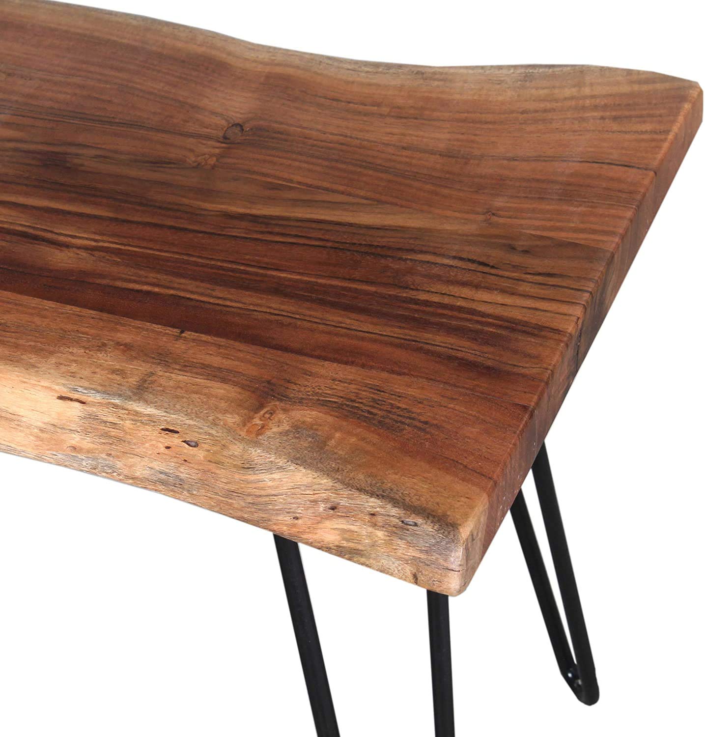 Hairpin Natural Live Edge Wood with Metal 48" Bench