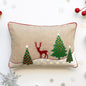 Festive Reindeer Christmas Pillow Cover with Linen & Brocade