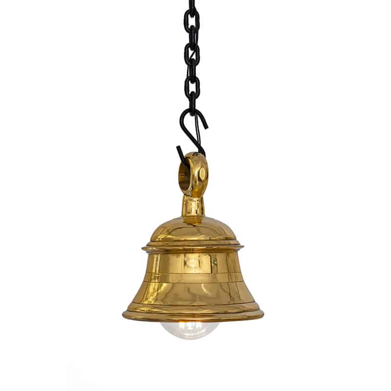 Large Handcrafted Temple Bell Light in Reddish Gold