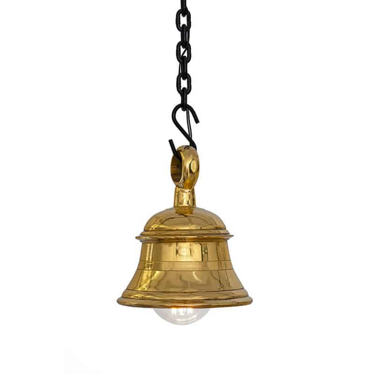 Large Handcrafted Temple Bell Light in Reddish Gold