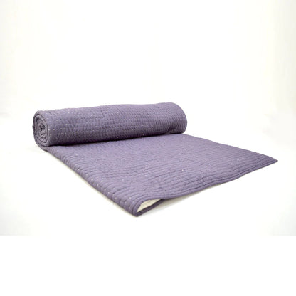 Kantha Bedspread - Lavender colour with chevron pattern quilting