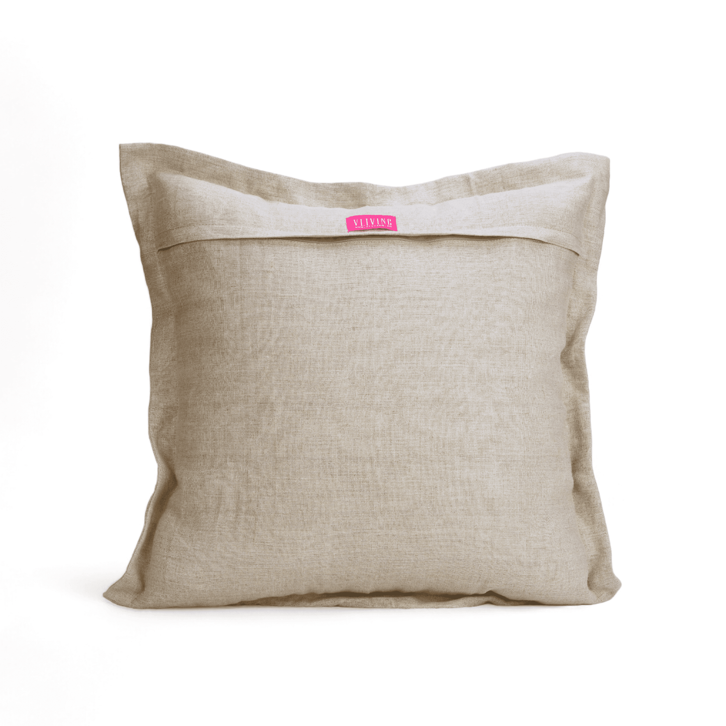 Flanged Linen Christmas Pillow Cover with Red Wave Embroidery