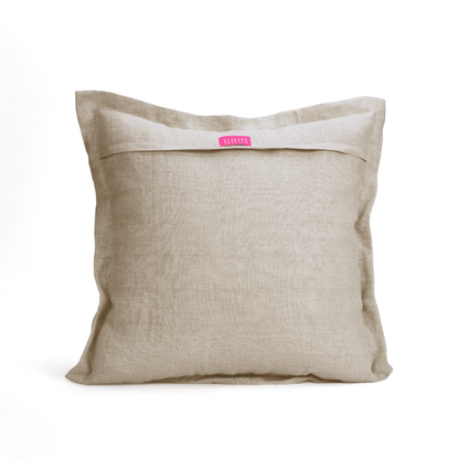 Flanged Linen Christmas Pillow Cover with Red Wave Embroidery