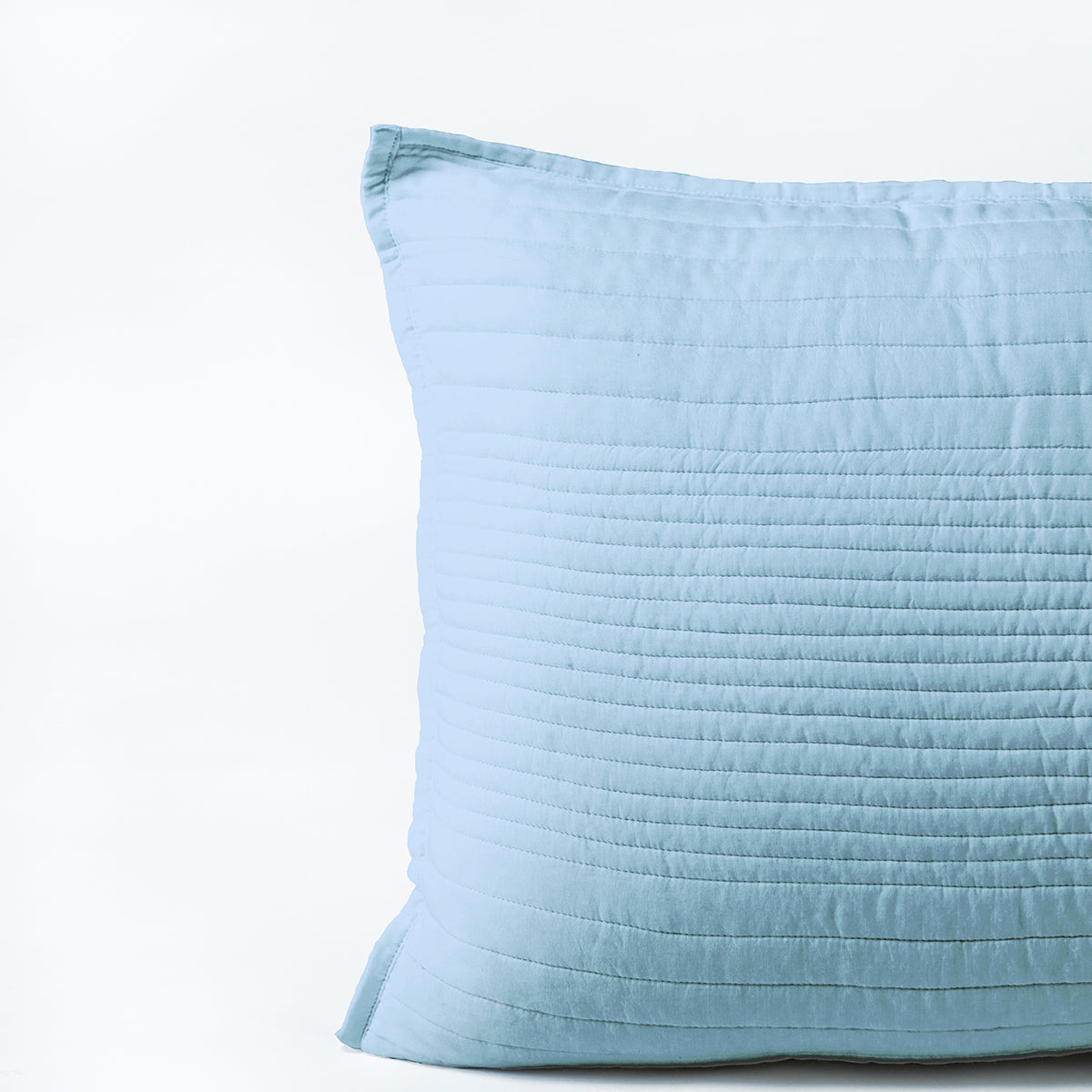 Blue 300TC cotton satin luxury quilted pillow covers, stripe quilting pattern, Sizes available