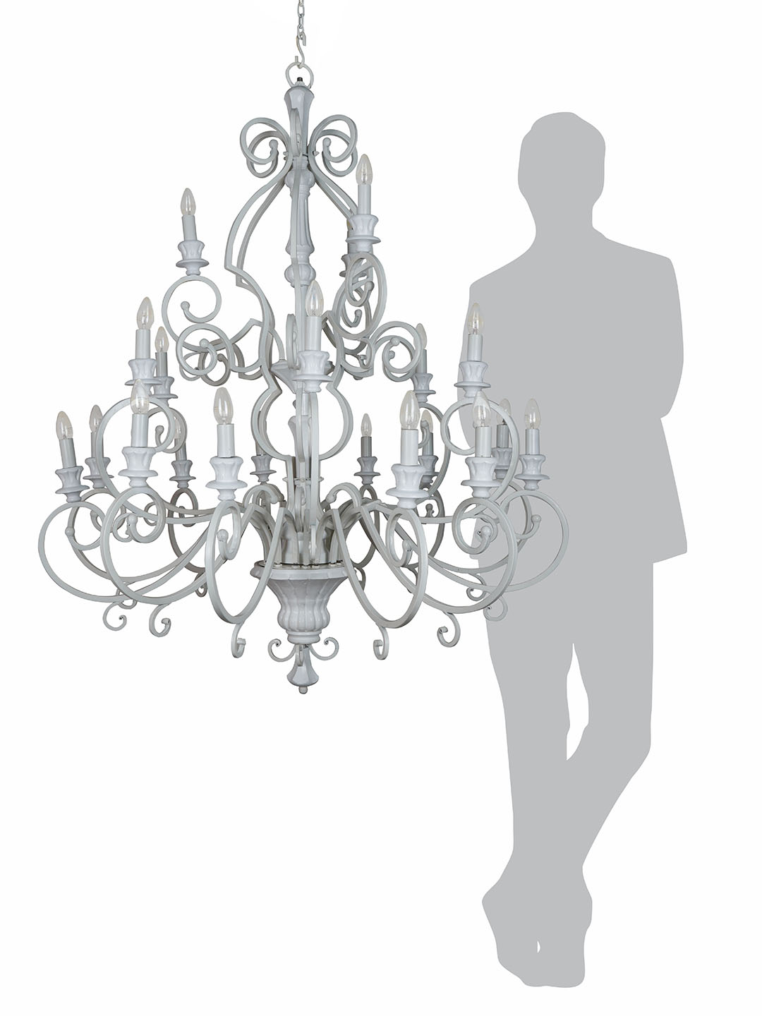 Transitional White 21-Lights Triple-Tiered Luxurious Steel Candelabra Chandelier