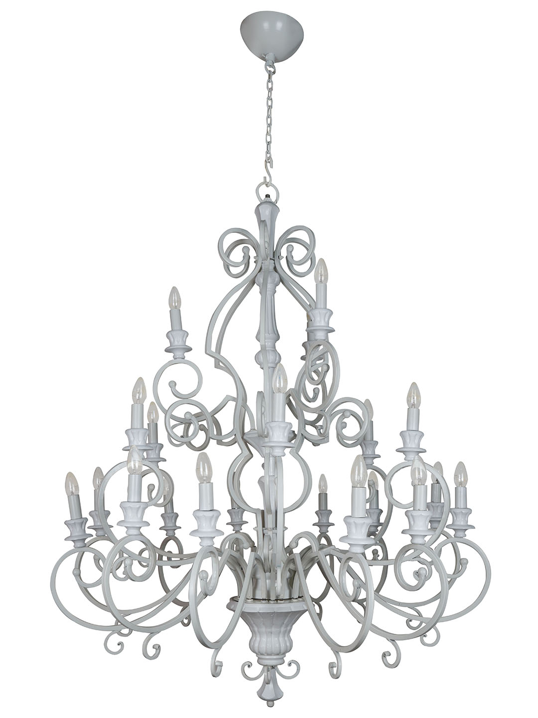 Triple-Tiered Luxurious Steel Candelabra Chandelier without backgrund