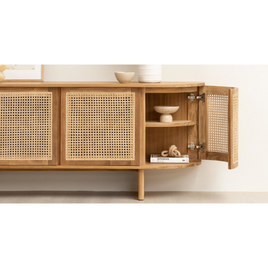 Curved Rattan Sideboard