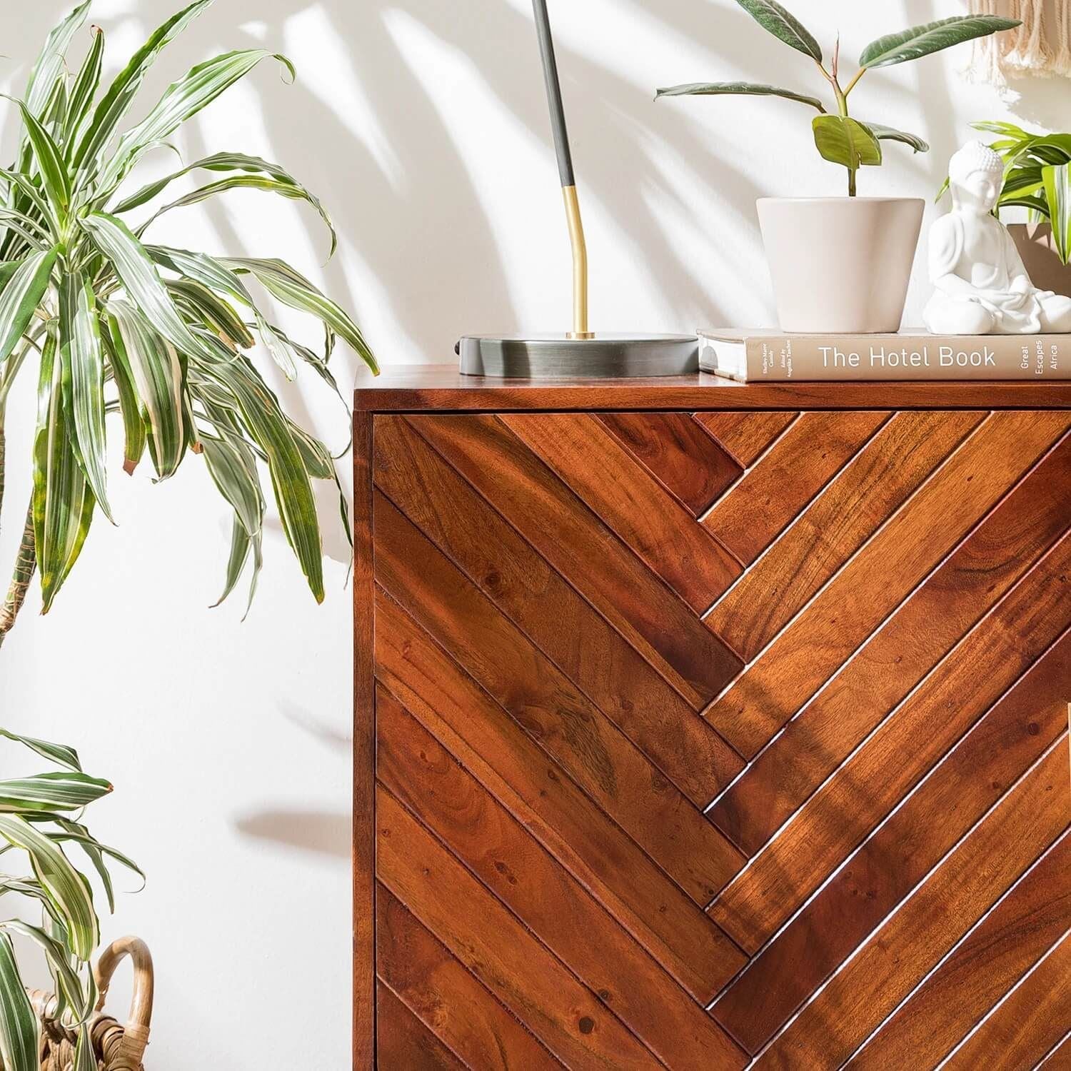 Premium solid acacia wood handcrafted Honey Finish Sideboard