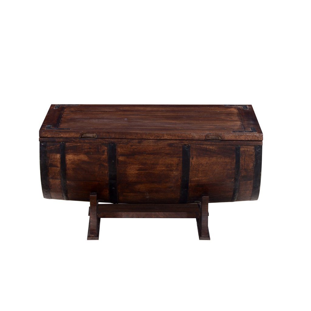 Barrel Drum coffee table with storage front view