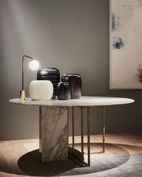 Dazzling Maple Dining Table: Sturdy Metal Frame, Chic Marble, Glass, Wood Tops