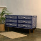 bone inlay inspired hand painted chest of drawer