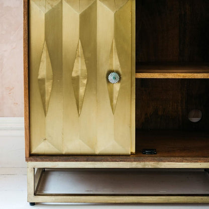 Handcrafted Solid mango wood Brass Sideboard
