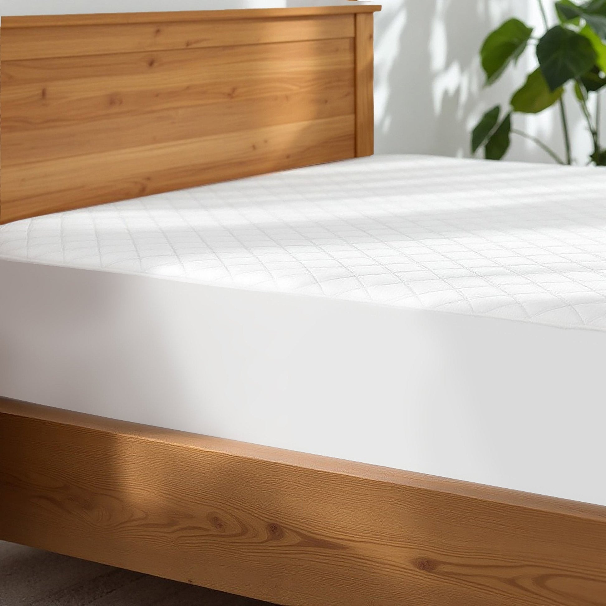 Premium White Quilted Cotton Mattress Protector – Breathable Waterproof