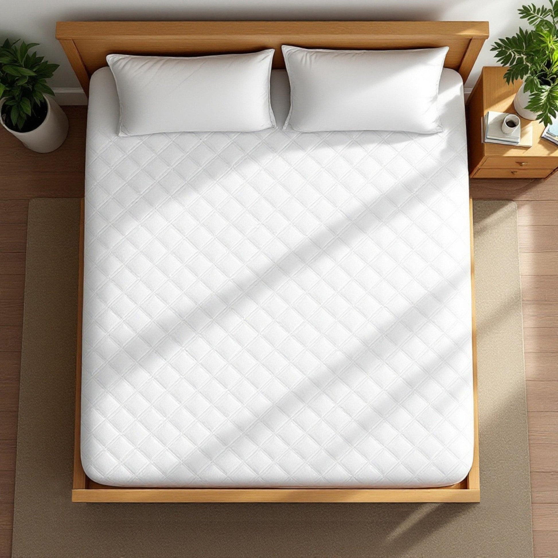Premium White Quilted Cotton Mattress Protector – Breathable Waterproof