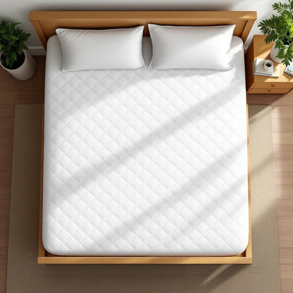 Quilted Mattress Protector, 100% cotton, white