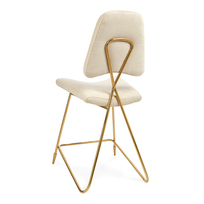 Sleek Modern Brass Bar Stool with Velvet Upholstery for Kitchens