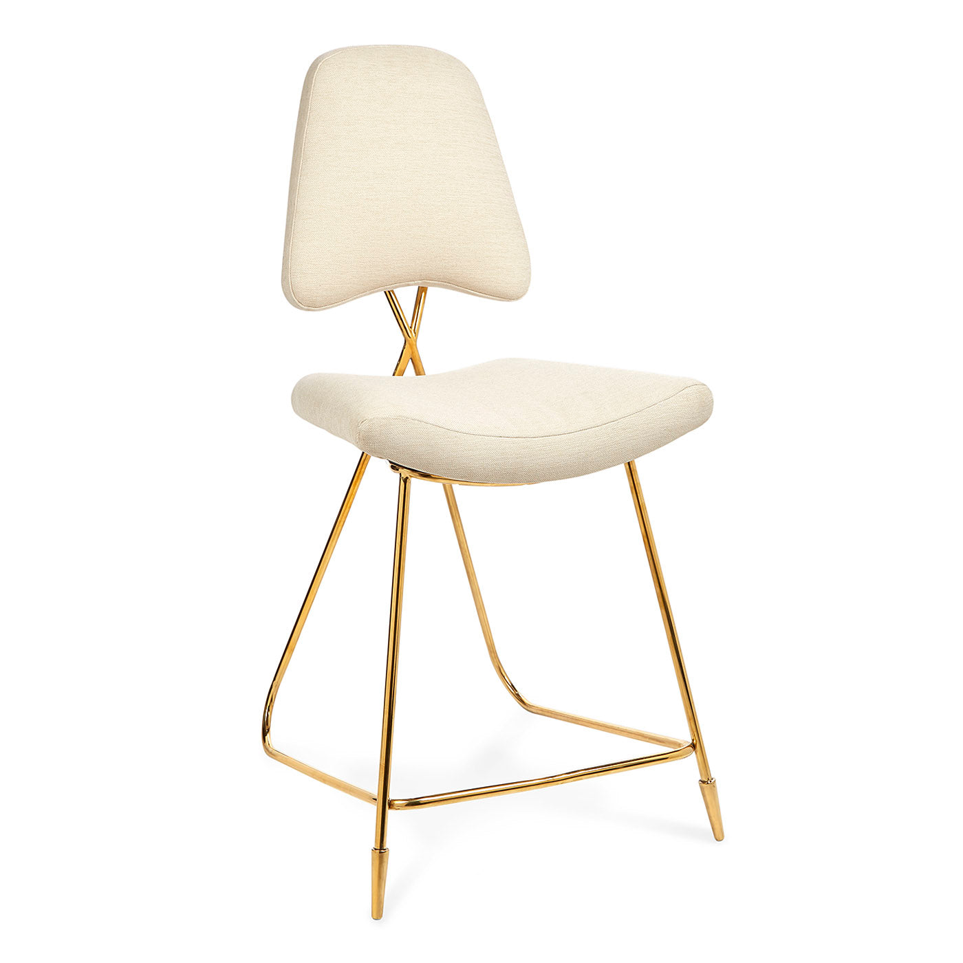 Sleek Modern Brass Bar Stool with Velvet Upholstery for Kitchens