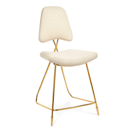 Sleek Modern Brass Bar Stool with Velvet Upholstery for Kitchens