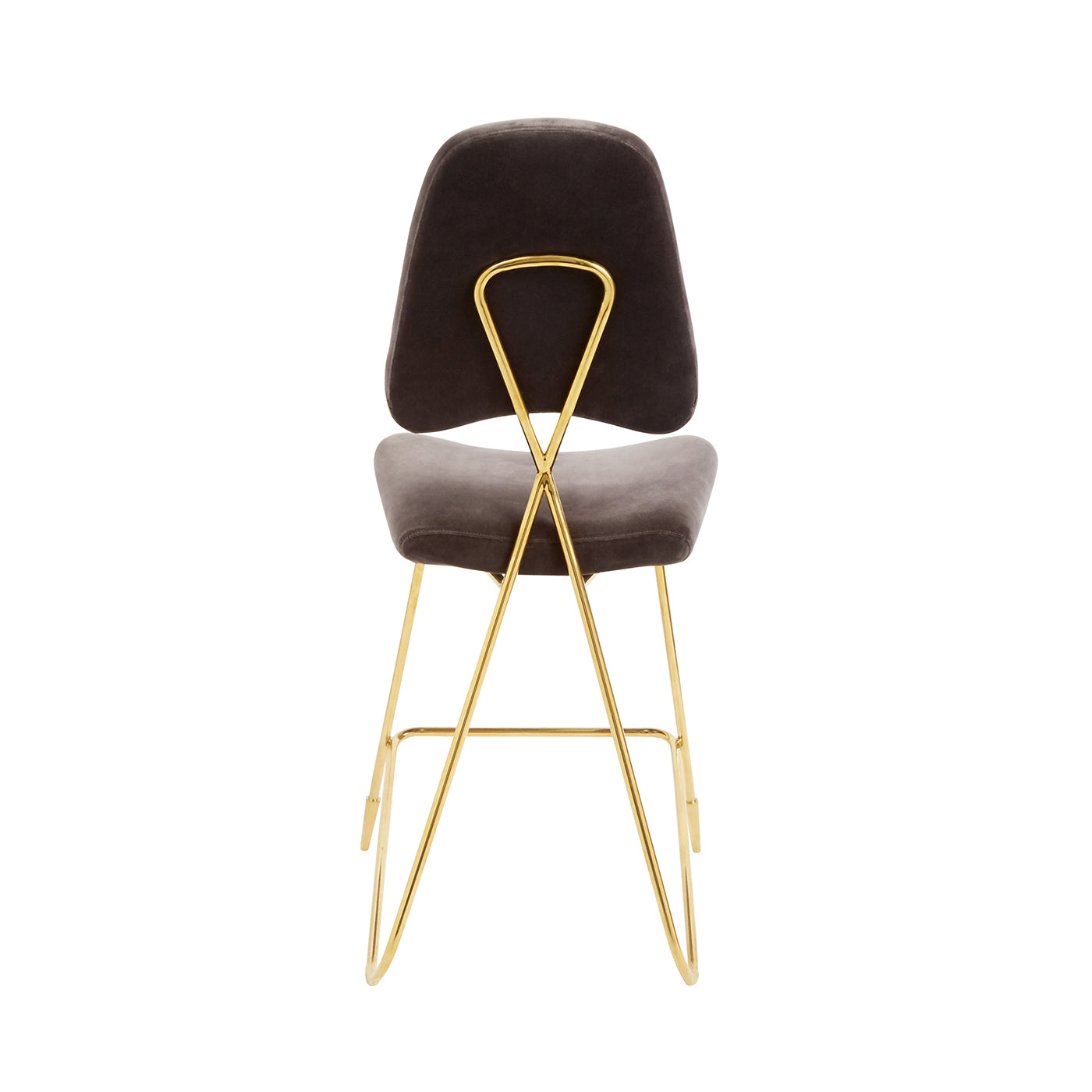 Sleek Modern Brass Bar Stool with Velvet Upholstery for Kitchens