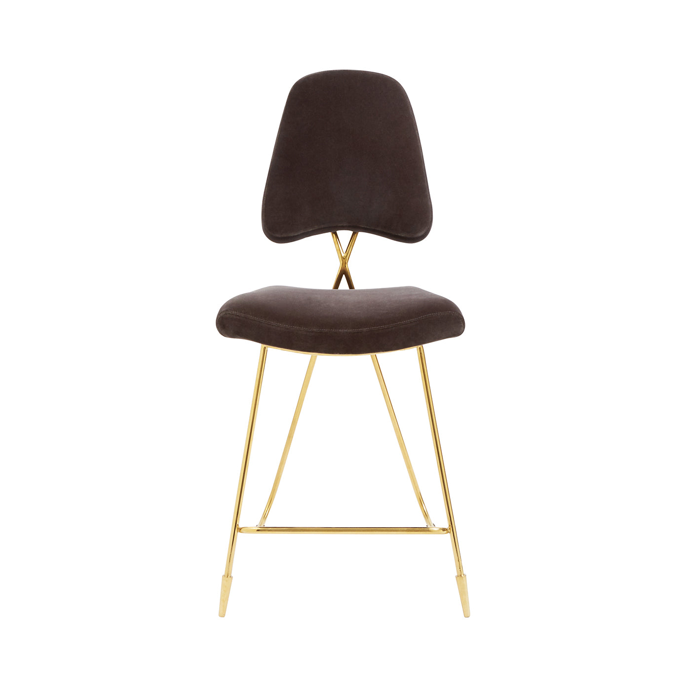 Sleek Modern Brass Bar Stool with Velvet Upholstery for Kitchens